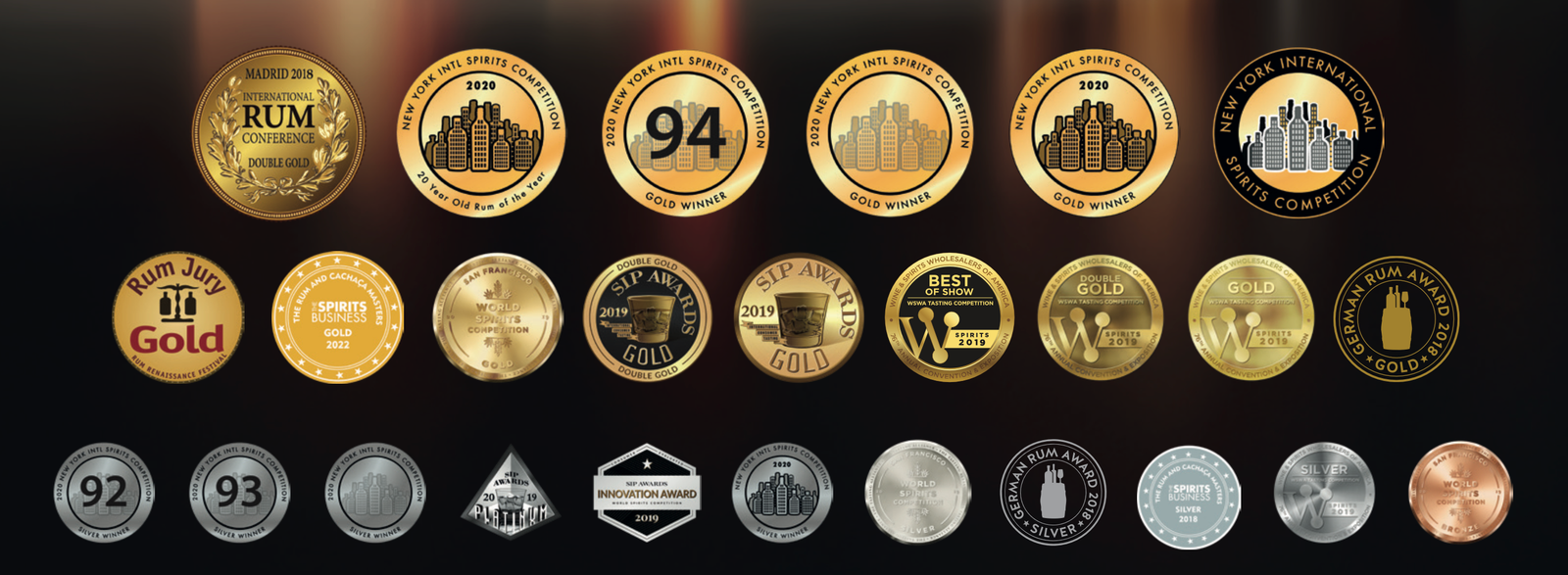 Auténtico Nativo Rums — Award Medals